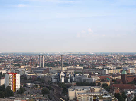 BERLIN, GERMANY - CIRCA JUNE 2016: Aerial view of the city from Alexanderplatzのeditorial素材
