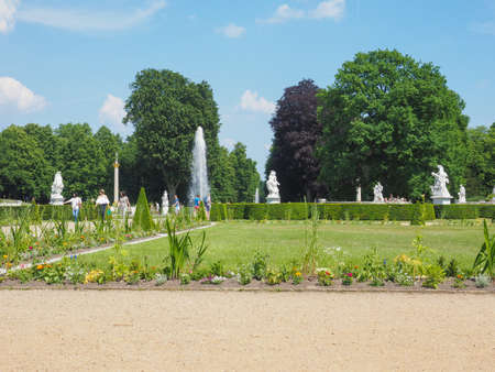 POTSDAM, GERMANY - CIRCA JUNE 2016: Tourists visiting the Schloss Sanssouci park at royal summer palace of Frederick the Great King of Prussiaのeditorial素材