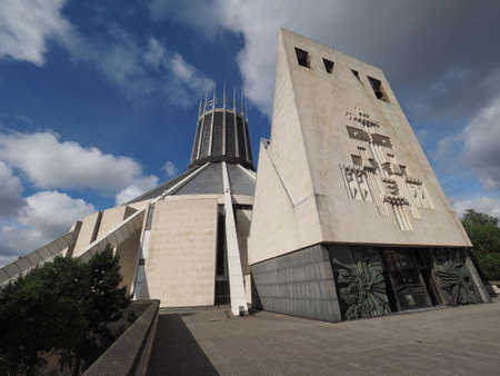 LIVERPOOL, UK - CIRCA JUNE 2016: Liverpool Metropolitan Cathedral aka Metropolitan Cathedral of Christ the King designed by Sir Frederick Ernest Gibberd in 1967のeditorial素材