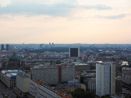 BERLIN, GERMANY - CIRCA JUNE 2016: Aerial view of the city from Alexanderplatzのeditorial素材