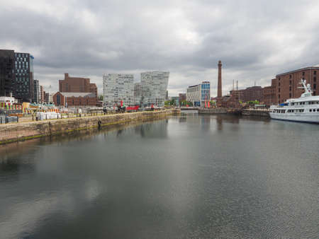 LIVERPOOL, UK - CIRCA JUNE 2016: Skyline view of the waterfront on River Merseyのeditorial素材