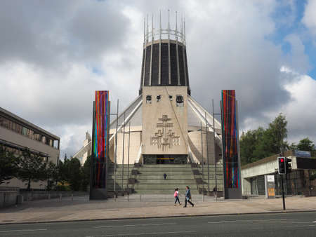LIVERPOOL, UK - CIRCA JUNE 2016: Liverpool Metropolitan Cathedral aka Metropolitan Cathedral of Christ the King designed by Sir Frederick Ernest Gibberd in 1967のeditorial素材