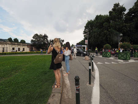 TURIN, ITALY - JUNE 09, 2016: Salone dell Auto di Torino (meaning Turin Auto Show), free outdoor car exhibition in Valentino Parkのeditorial素材