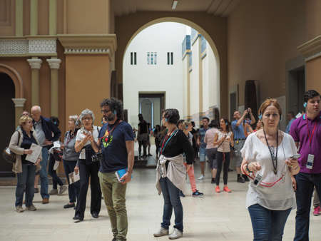 BERLIN, GERMANY - CIRCA JUNE 2016: Tourists visiting the Pergamonmuseum in Museumsinsel (meaning...
