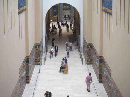 BERLIN, GERMANY - CIRCA JUNE 2016: Tourists visiting the Pergamonmuseum in Museumsinsel (meaning...
