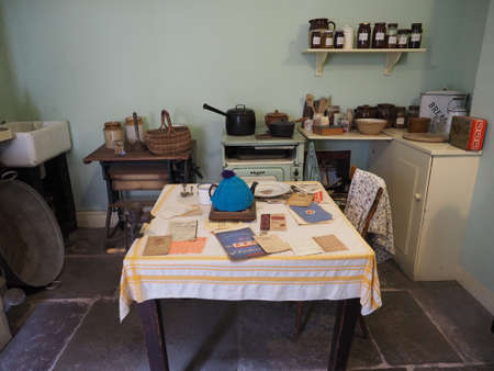 LIVERPOOL, UK - CIRCA JUNE 2016: Interior of wartime house kitchen at Merseyside Maritime Museum in the Albert Dockのeditorial素材