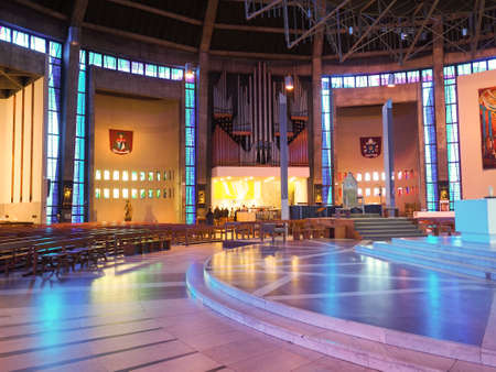 LIVERPOOL, UK - CIRCA JUNE 2016: Liverpool Metropolitan Cathedral aka Metropolitan Cathedral of Christ the King designed by Sir Frederick Ernest Gibberd in 1967のeditorial素材