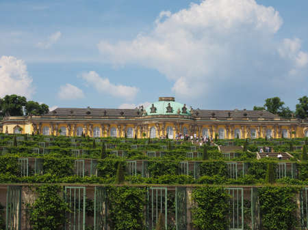 POTSDAM, GERMANY - CIRCA JUNE 2016: Tourists visiting the Schloss Sanssouci royal summer palace of Frederick the Great King of Prussiaのeditorial素材