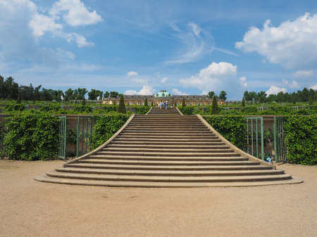 POTSDAM, GERMANY - CIRCA JUNE 2016: Tourists visiting the Schloss Sanssouci royal summer palace of Frederick the Great King of Prussiaのeditorial素材