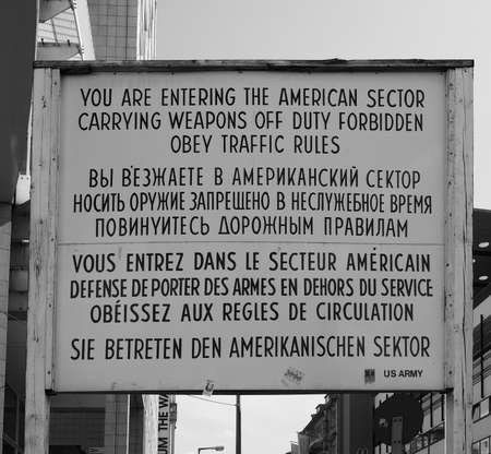 BERLIN, GERMANY - CIRCA JUNE 2016: Checkpoint Charlie (aka Checkpoint C) wall crossing point between...
