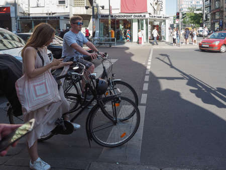 BERLIN, GERMANY - CIRCA JUNE 2016: Friedrickstrasse (meaning Frederick Street)のeditorial素材