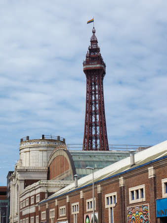 BLACKPOOL, UK - CIRCA JUNE 2016: Blackpool Tower on Blackpool Pleasure Beach resort amusement park on the Fylde coastのeditorial素材