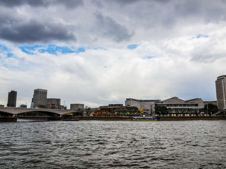 High dynamic range HDR Panoramic view of River Thames London UK