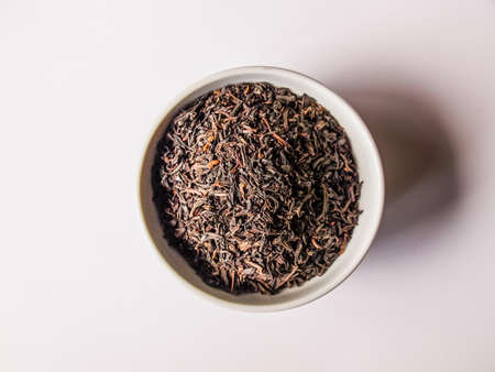 High dynamic range (HDR) Loose tea leaves in a small bowlの写真素材