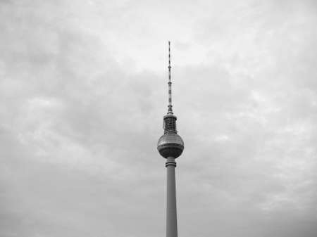BERLIN, GERMANY - CIRCA JUNE 2016: Fersehturm meaning Television tower in Alexanderplatz in black and whiteのeditorial素材