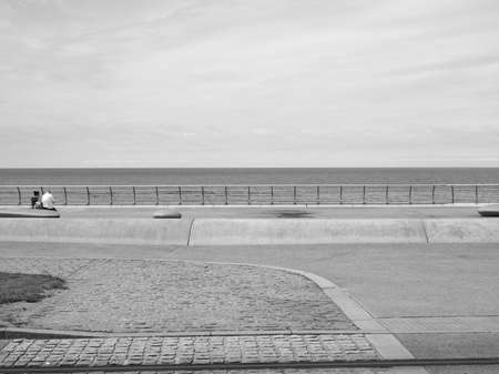 BLACKPOOL, UK - CIRCA JUNE 2016: Blackpool Pleasure Beach resort amusement park on the Fylde coast in Lancashire in black and whiteのeditorial素材