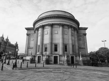 LIVERPOOL, UK - CIRCA JUNE 2016: View of the city of Liverpool in black and white