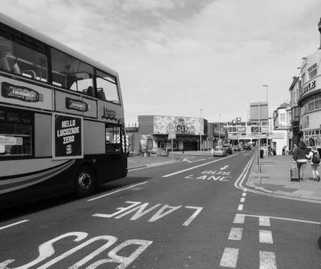 BLACKPOOL, UK - CIRCA JUNE 2016: View of the city in black and whiteのeditorial素材