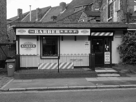 LIVERPOOL, UK - CIRCA JUNE 2016: Penny Lane made famous by The Beatles song Penny Lane on their 1967 album Magical Mystery Tour in black and whiteのeditorial素材