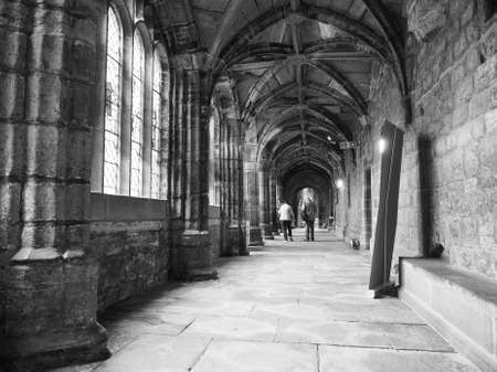 CHESTER, UK - CIRCA JUNE 2016: Chester Anglican Cathedral church in black and whiteのeditorial素材