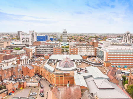 High dynamic range HDR Panoramic view of the city of Coventry, England, UKの写真素材
