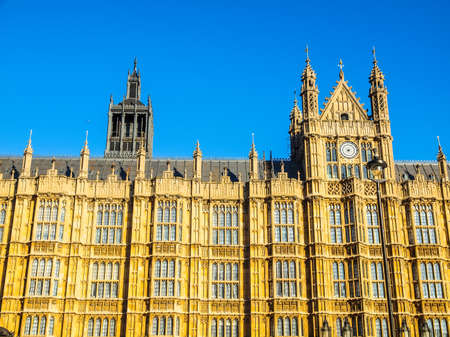 High dynamic range HDR Houses of Parliament Westminster Palace London gothic architectureのeditorial素材