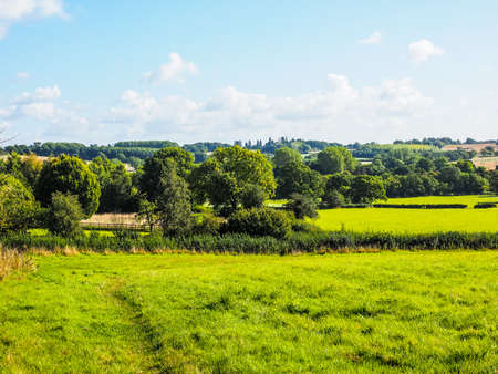High dynamic range HDR English countryside in Tanworth in Arden Warwickshire, UKの写真素材