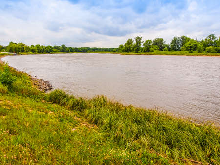 High dynamic range HDR View of the Elbe river in Dessau near Berlin Germany
