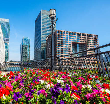 LONDON, UK - JUNE 11, 2015: The Canary Wharf business centre is the largest business district in the United Kingdom (HDR)のeditorial素材