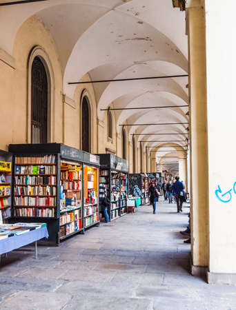 TURIN, ITALY - MARCH 11, 2014: Tourists in Via Po highstreet (HDR)のeditorial素材