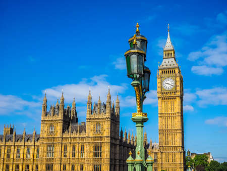 High dynamic range HDR Houses of Parliament aka Westminster Palace in London, UKのeditorial素材