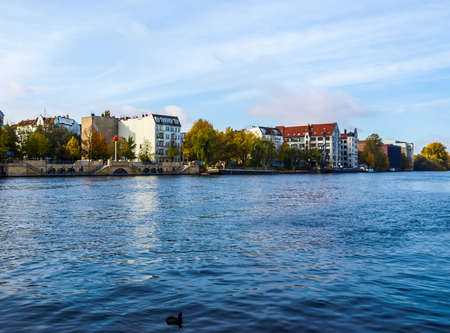 High dynamic range HDR The river Spree in the town of Berlin, Germanyの写真素材
