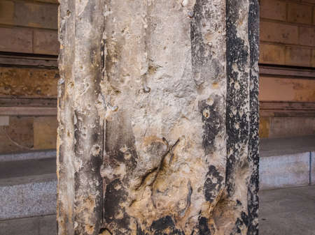 High dynamic range HDR Column damaged by air raid bombing during WW2 in Berlin Museumsinsel