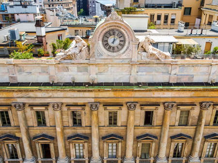 High dynamic range HDR Veneranda Fabbrica del Duomo palace and clock, Milan, Italyのeditorial素材