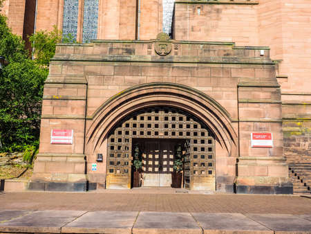 High dynamic range (HDR) Liverpool Cathedral aka Cathedral Church of Christ or Cathedral Church of the Risen Christ on St James Mount in Liverpool, UKの写真素材