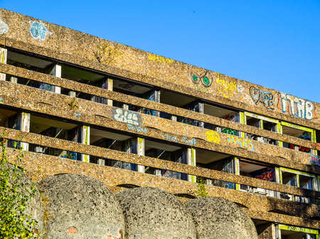 High dynamic range HDR Ruins of St Peter Seminary, iconic new brutalist building in Cardross nr...