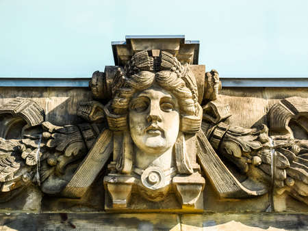 High dynamic range HDR Ancient sculptures decorating the Reichstag (Parliament) in Berlinの写真素材
