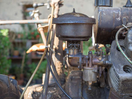 MILAN, ITALY - CIRCA AUGUST 2016: Detail of Guidetti Condor engine on a vintage BCS 622 lawn mowerのeditorial素材