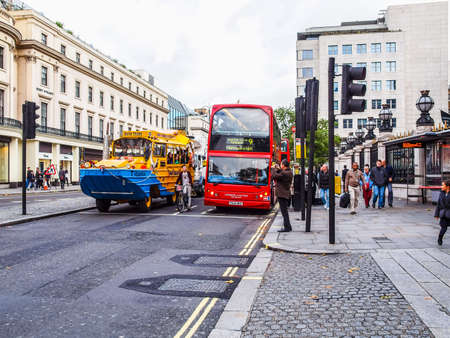 LONDON, ENGLAND, UK - OCTOBER 23: Tourists walking on The Strand busy high street on October 23, 2013 in London, England, UK (HDR)のeditorial素材