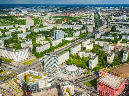 BERLIN, GERMANY - MAY 08, 2014: Aerial bird eye view of the city of Berlin Germany (HDR)のeditorial素材