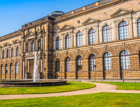 High dynamic range HDR Dresdner Zwinger rococo palace designed by Poeppelmann in 1710 as orangery and exhibition gallery of Dresden Court completed by Gottfried Semper with the addition of the Semper Gallery in 1847のeditorial素材