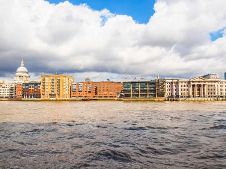 High dynamic range HDR Panoramic view of River Thames London UKの写真素材