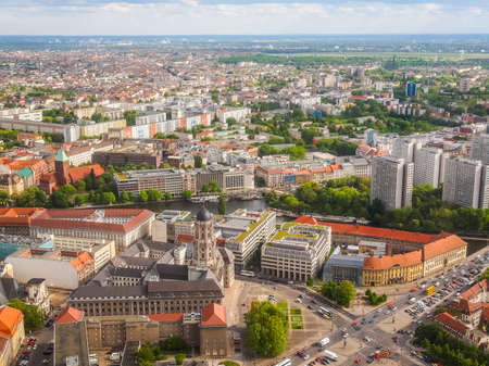 BERLIN, GERMANY - MAY 08, 2014: Aerial bird eye view of the city of Berlin Germany (HDR)のeditorial素材
