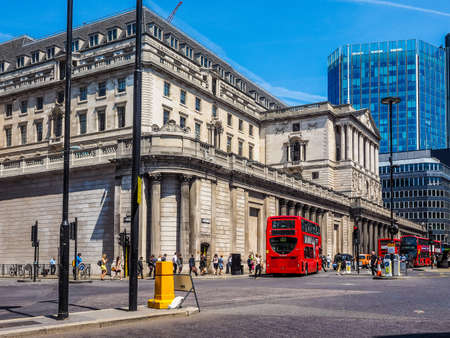 LONDON, UK - JUNE 11, 2015: People visiting the Bank of England (HDR)のeditorial素材