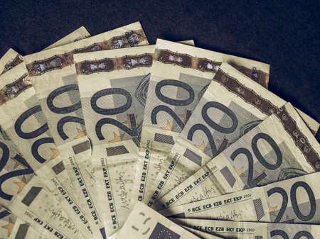 Vintage looking Twenty Euro banknotes currency of Europe