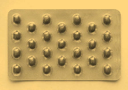 Pharmaceutical over the counter or prescription pills - vintage sepia lookの写真素材