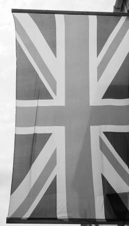 National flag of the United Kingdom aka Union Jack in black and whiteの写真素材