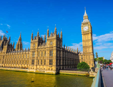 LONDON, UK - JUNE 10, 2015: Houses of Parliament aka Westminster Palace seen from Westminster Bridge (HDR)のeditorial素材