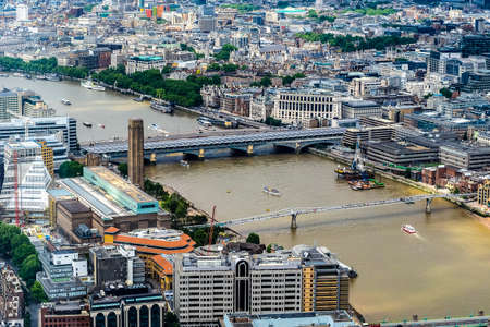LONDON, UK - JUNE 10, 2015: Aerial view of River Thames (HDR)のeditorial素材
