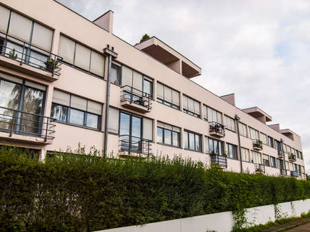 STUTTGART, GERMANY - JULY 11, 2012: The Weissenhof Siedlung model houses were designed in 1927 for the modern architecture exhibition by major rationalist architects of the time under the masterplan of Mies Van Der Rohe (HDR)のeditorial素材